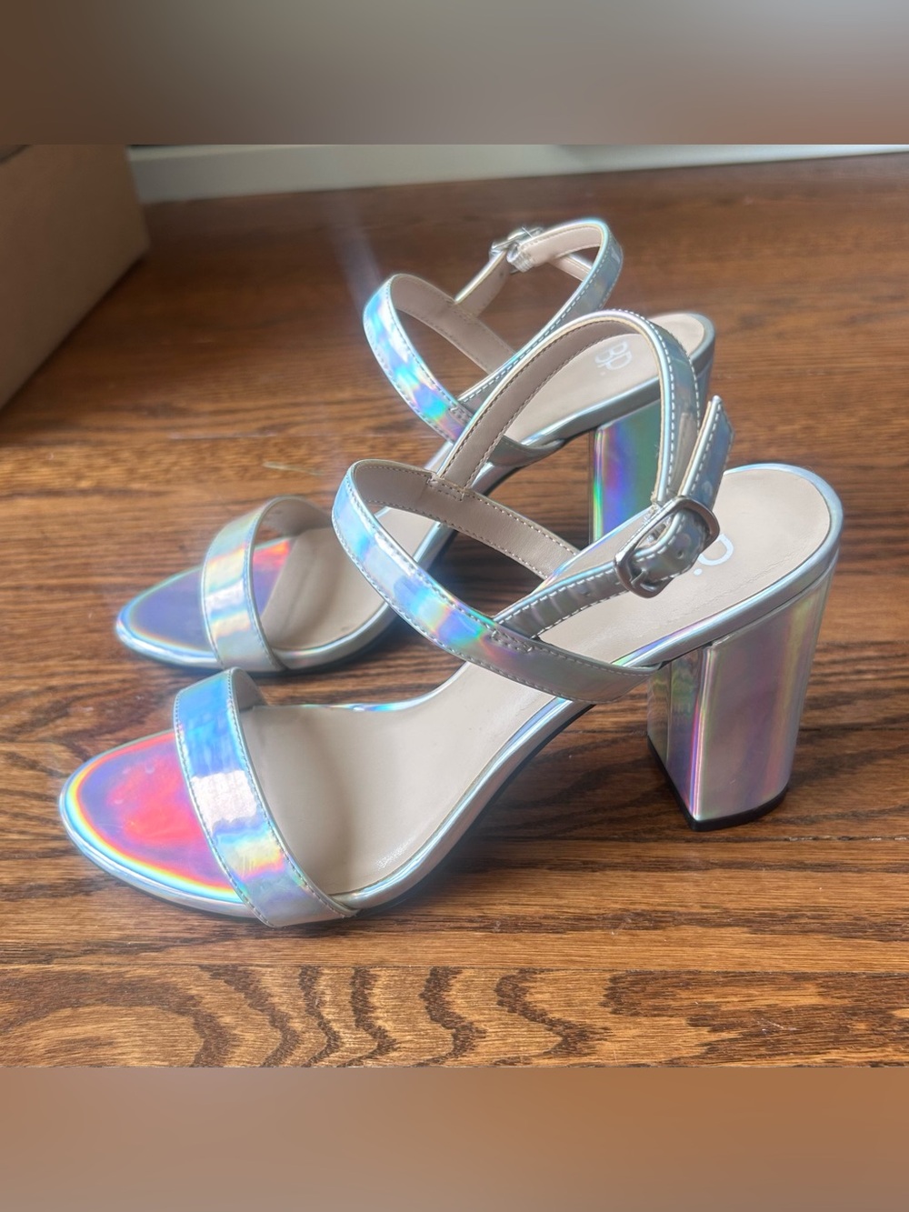 bp. Holographic Block Heels